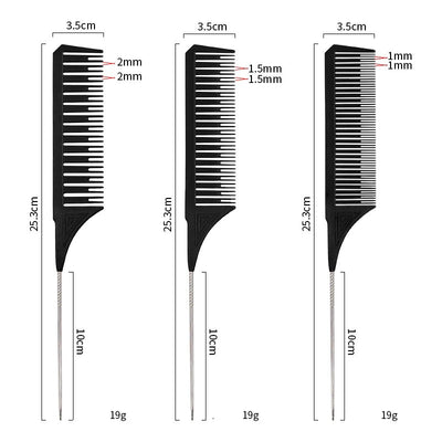 Simple Solid Color ABS Hair Comb with Steel Needle Tip for Salon and Dyeing