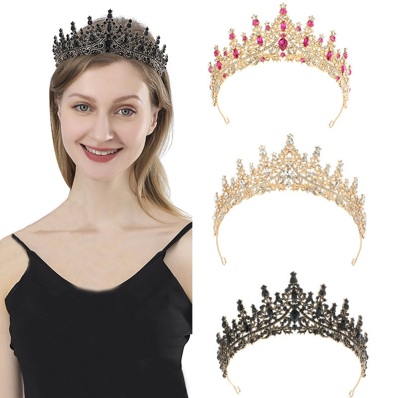 Simple Alloy Zircon Inlay Crown Tiara Headband Bridal Hair Accessories