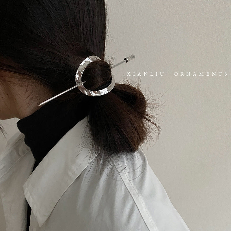 Minimalist Geometric Metal Hairpin - Solid Color Alloy Plating