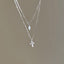 Simple Style Silver Plated Women's Cross Layered Necklace with Zircon Inlay