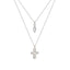 Simple Style Silver Plated Women's Cross Layered Necklace with Zircon Inlay