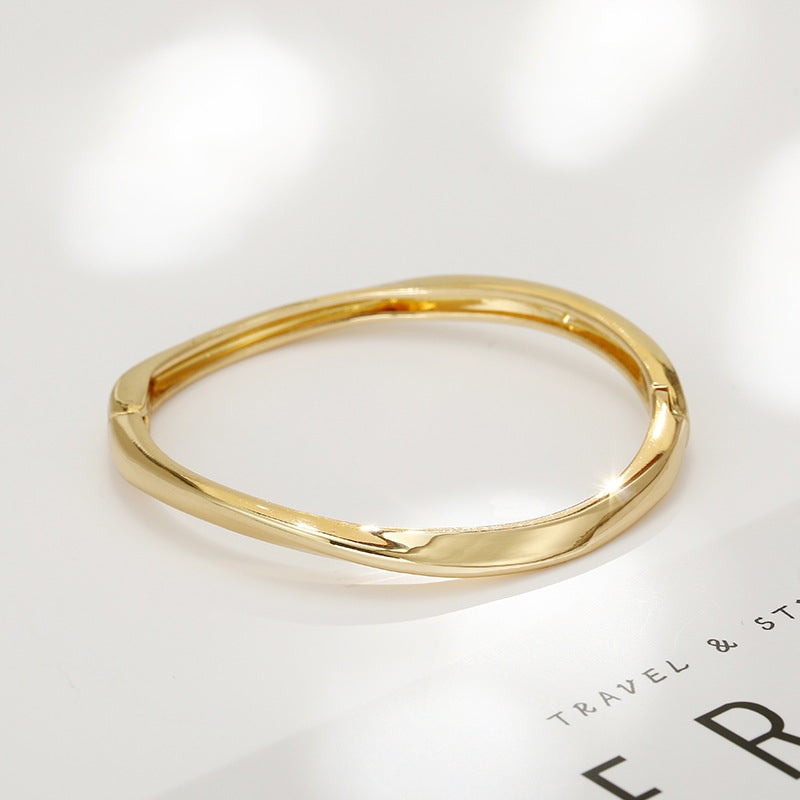 Minimalist Solid Color Alloy Women's Bangle Bracelet