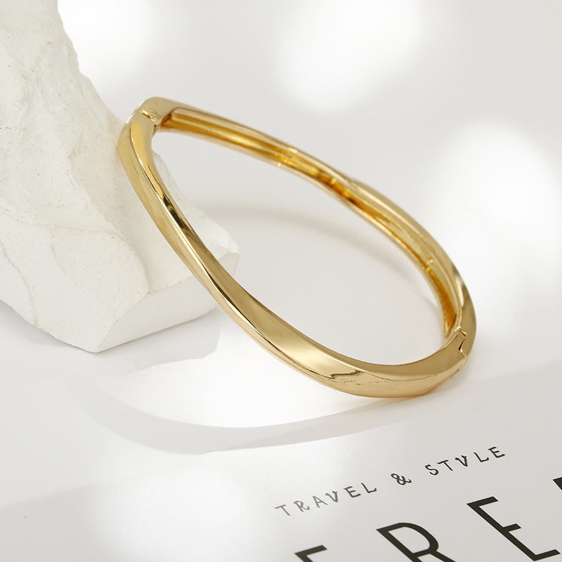 Minimalist Solid Color Alloy Women's Bangle Bracelet