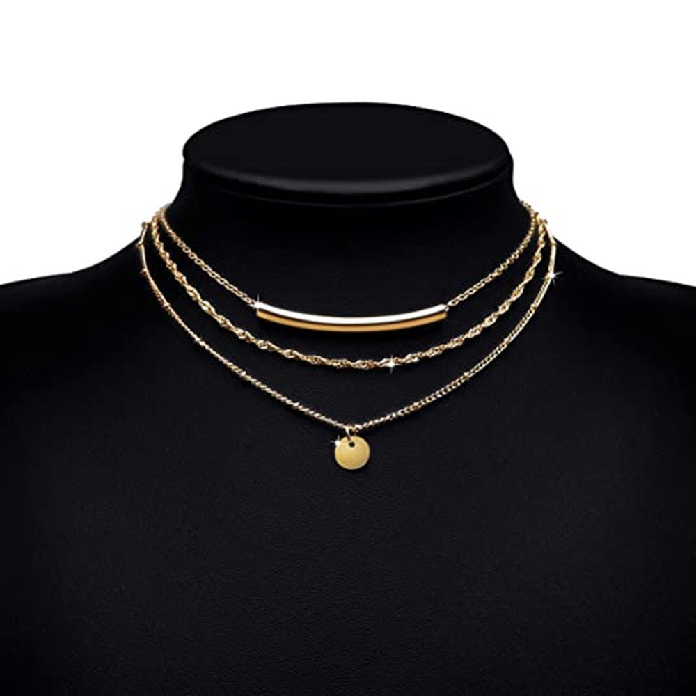 Simple Style Layered Pendant Necklace Set for Women