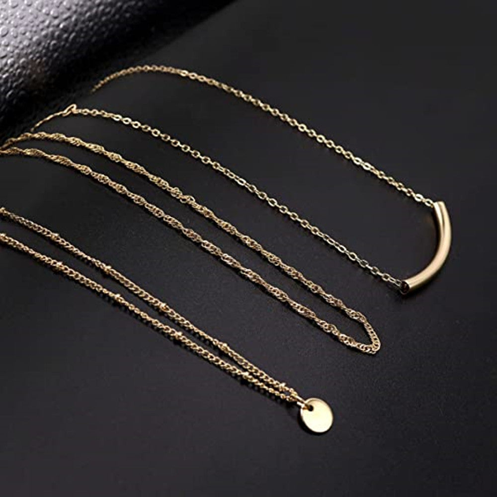 Simple Style Layered Pendant Necklace Set for Women
