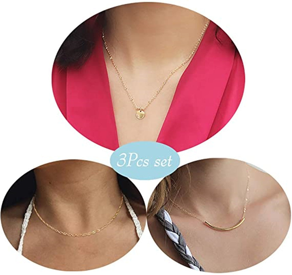 Simple Style Layered Pendant Necklace Set for Women