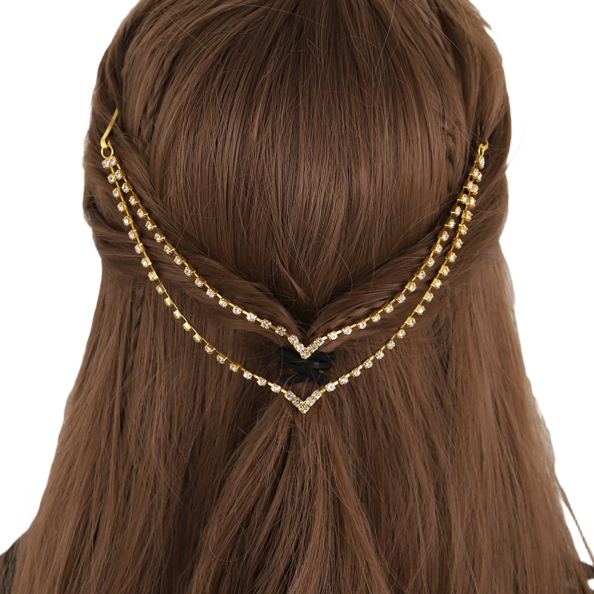 Elegant Rhinestone Tassel Bridal Hair Chain Accessory