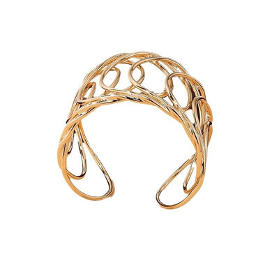 Simple Geometric Hollow Mesh Wide Bangle Bracelet