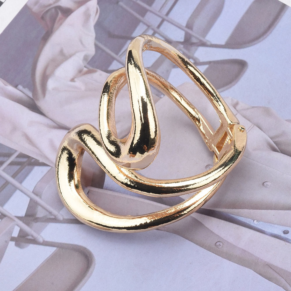 Simple Geometric Alloy Bangle Bracelet - Retro Metal Design, Versatile Fashion Accessory