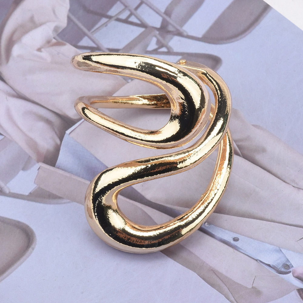 Simple Geometric Alloy Bangle Bracelet - Retro Metal Design, Versatile Fashion Accessory