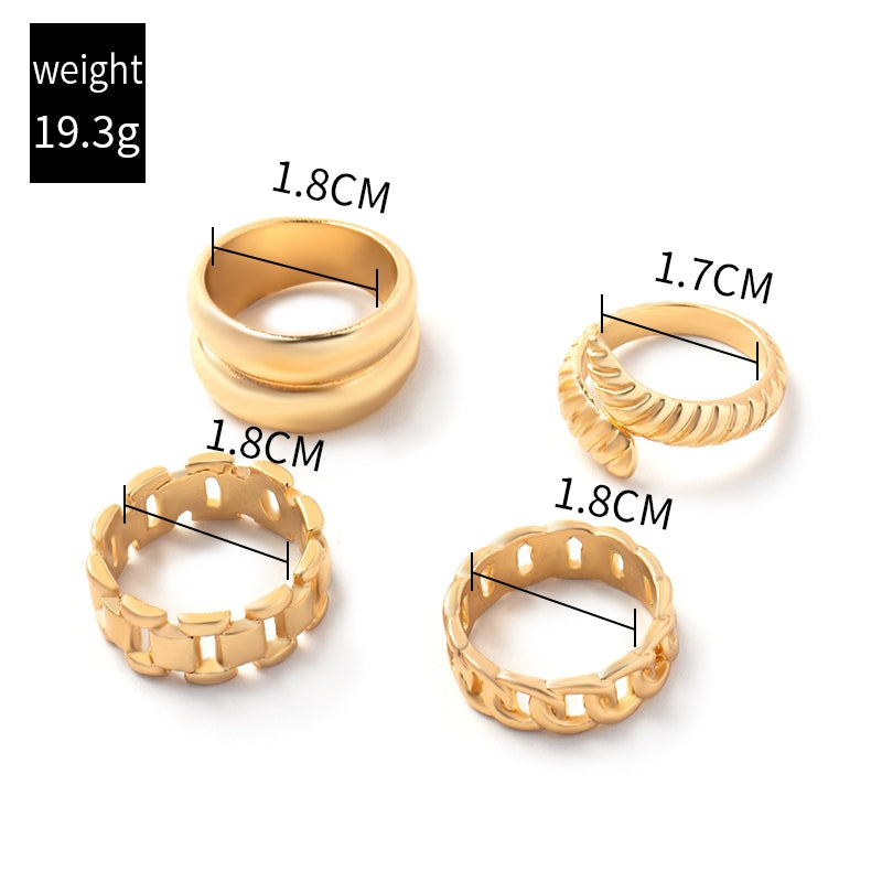 Simple Style Solid Color Alloy Snake Open Rings Set for Women