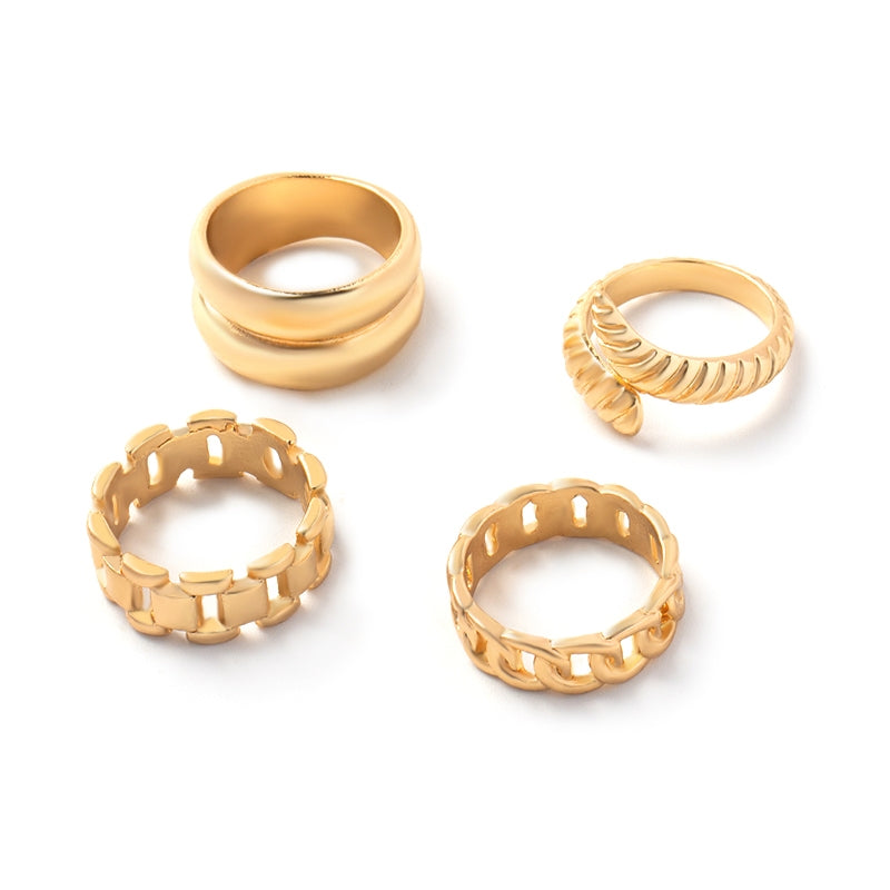 Simple Style Solid Color Alloy Snake Open Rings Set for Women