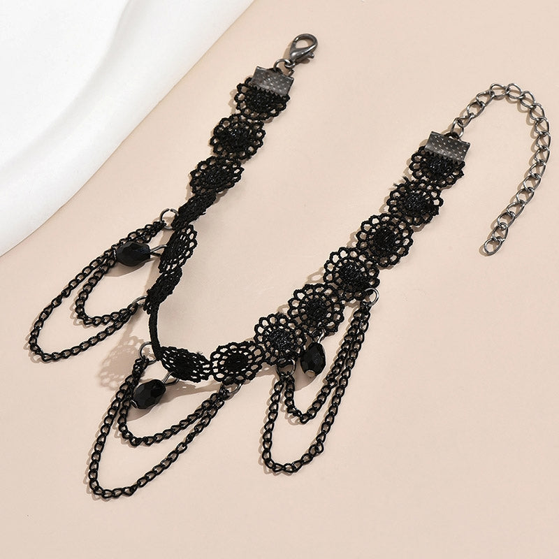 Simple Style Multi-Layer Crystal Lace Flower Beach Body Chain Anklet for Women