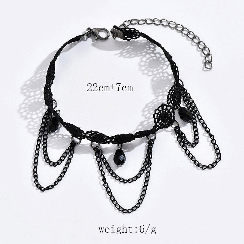 Simple Style Multi-Layer Crystal Lace Flower Beach Body Chain Anklet for Women