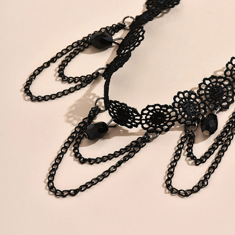 Simple Style Multi-Layer Crystal Lace Flower Beach Body Chain Anklet for Women
