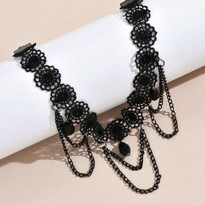 Simple Style Multi-Layer Crystal Lace Flower Beach Body Chain Anklet for Women