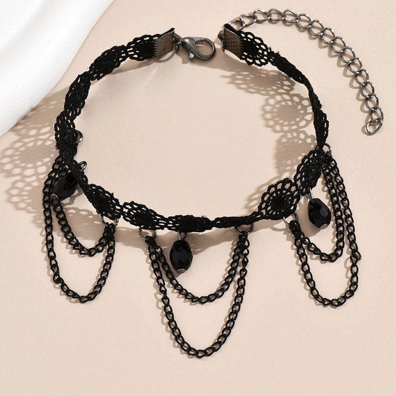 Simple Style Multi-Layer Crystal Lace Flower Beach Body Chain Anklet for Women