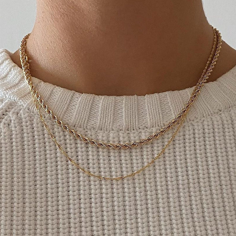 Simple Alloy Double Layer Necklace for Women - Minimalist Hip Hop Style