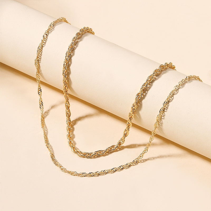 Simple Alloy Double Layer Necklace for Women - Minimalist Hip Hop Style