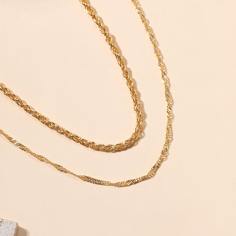 Simple Alloy Double Layer Necklace for Women - Minimalist Hip Hop Style