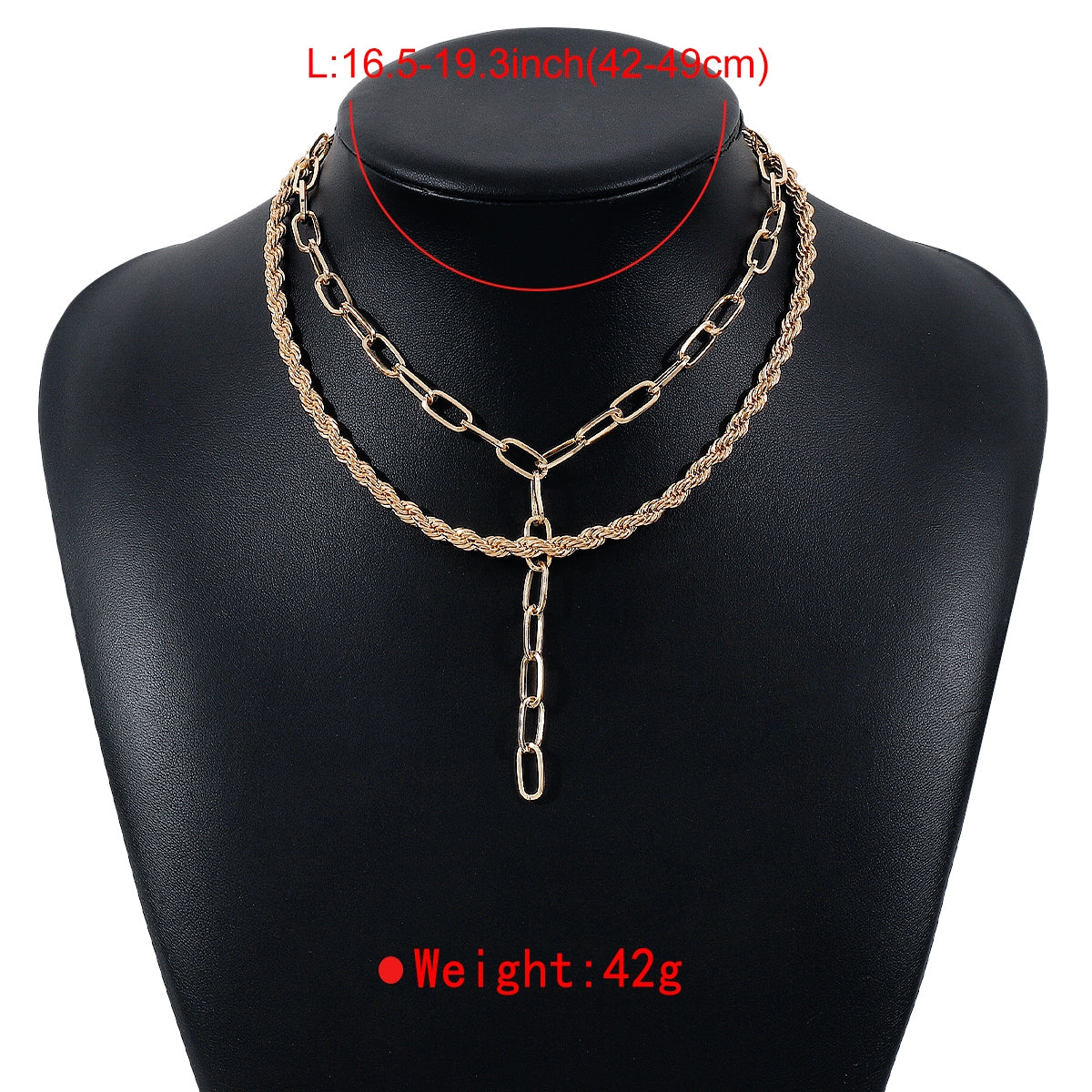 Simple Style Solid Color Alloy Layered Tassel Chain Necklace