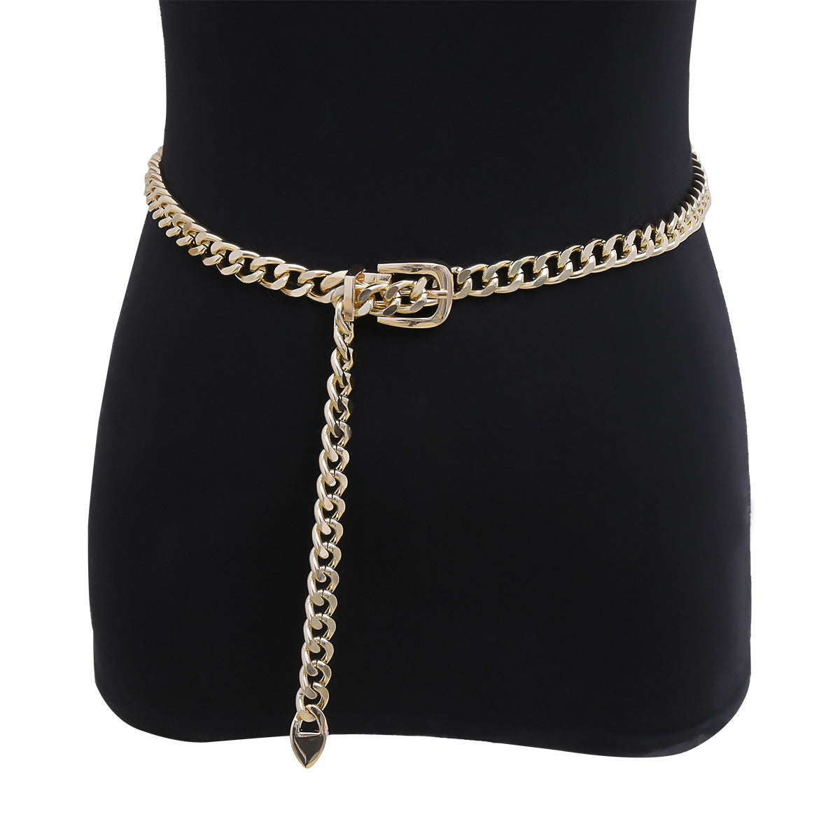 Simple Style Solid Color Aluminum Plated Chain Belt for Women - Fashion Punk Metal Waist and Body Chain