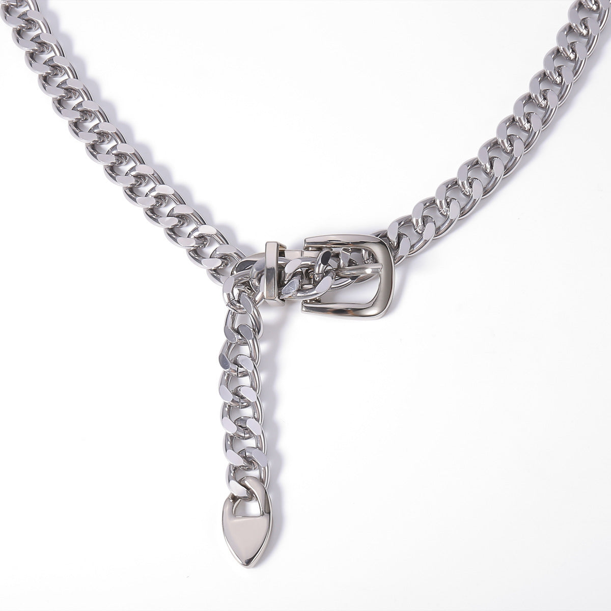 Simple Style Solid Color Aluminum Plated Chain Belt for Women - Fashion Punk Metal Waist and Body Chain