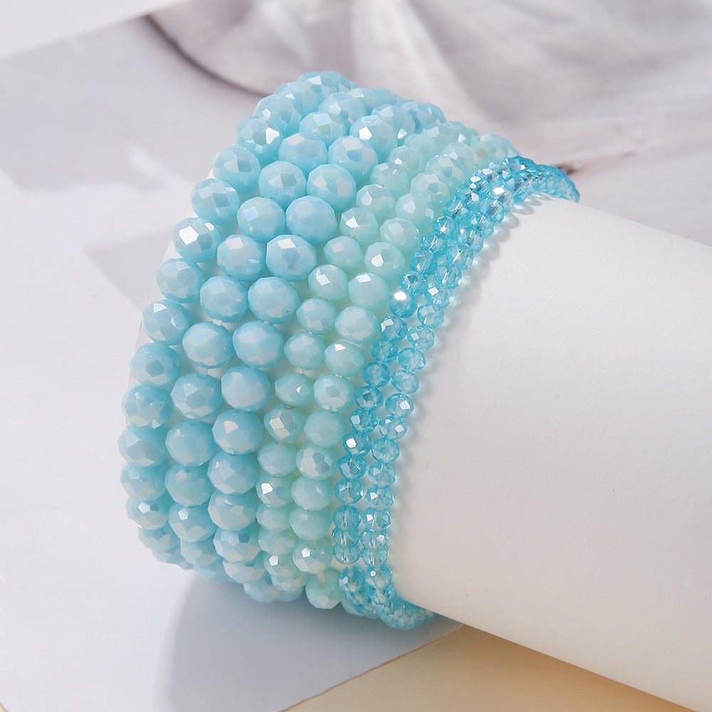 Simple Bohemian Crystal Beaded Bracelet Set - 7 Piece Elastic Design