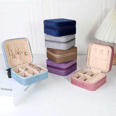 Vintage Solid Color Jewelry Storage Box for Rings, Earrings, Bracelets, and Hair Accessories