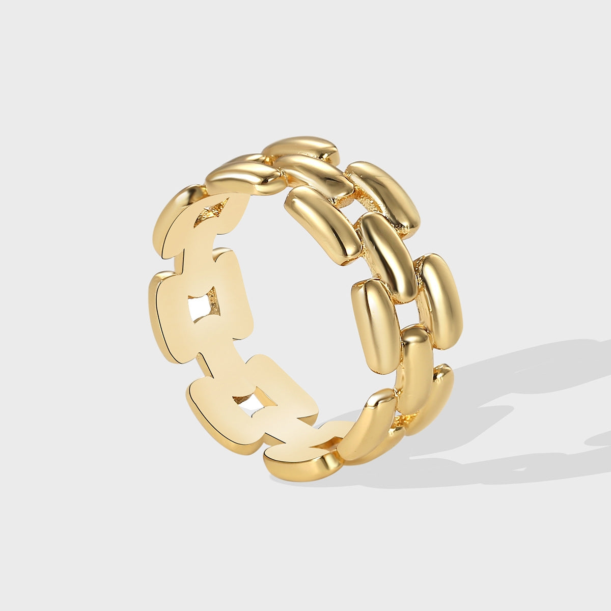 Minimalist Chain Punk Style 18k Gold Plated Copper Ring