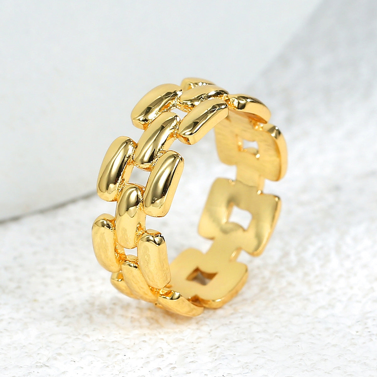 Minimalist Chain Punk Style 18k Gold Plated Copper Ring