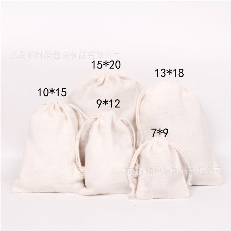 Simple Cotton Drawstring Jewelry Packaging Bags with Custom Logo Option