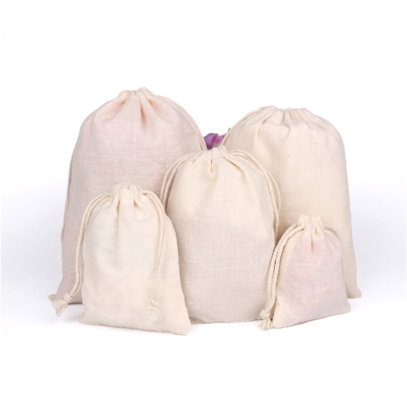 Simple Cotton Drawstring Jewelry Packaging Bags with Custom Logo Option