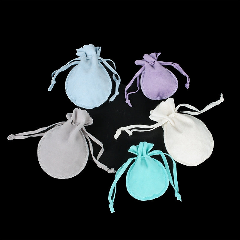 Simple Solid Color Flannel Drawstring Jewelry Gift Bags