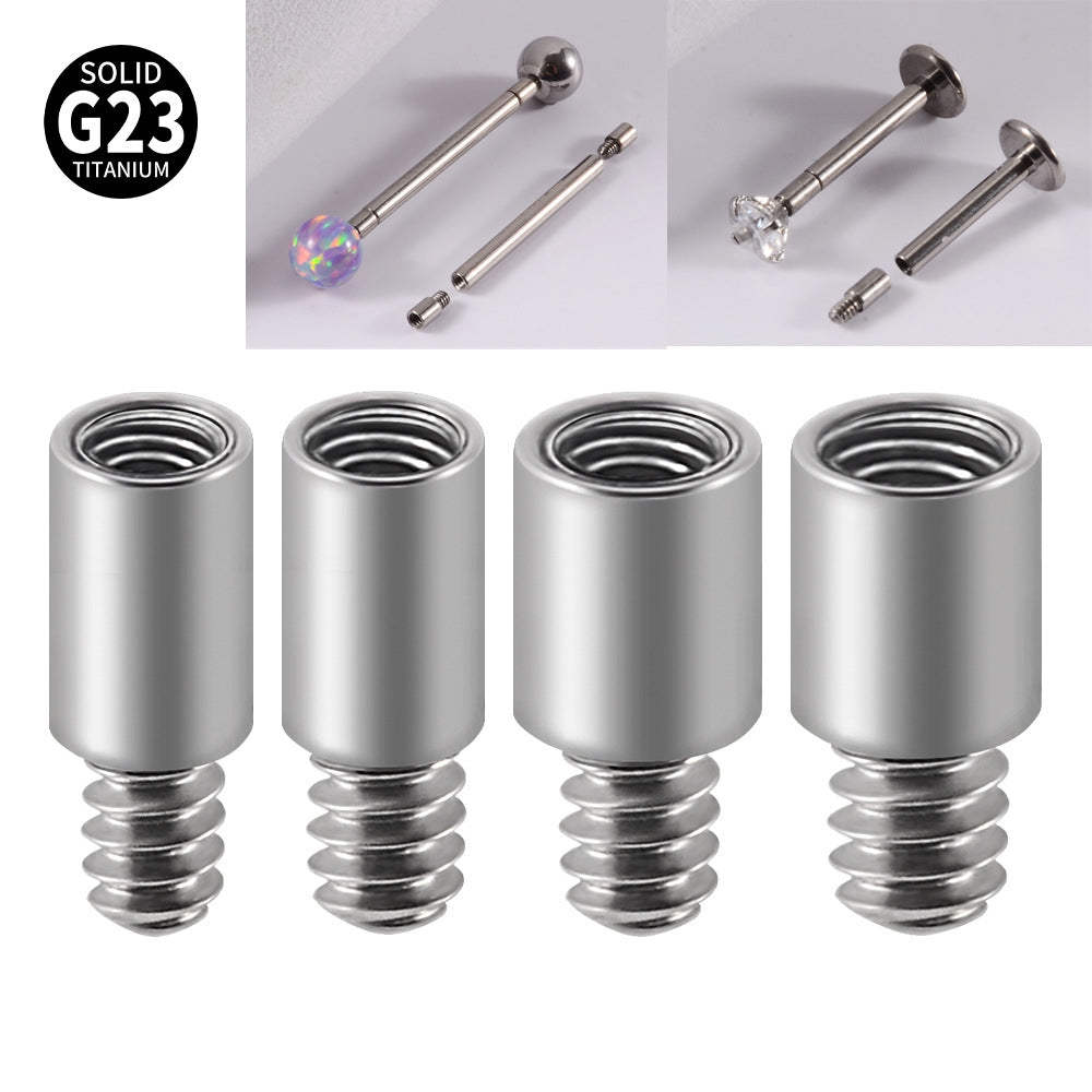 G23 Titanium Lip Stud with Extension Rod for Internal Thread Piercing Jewelry