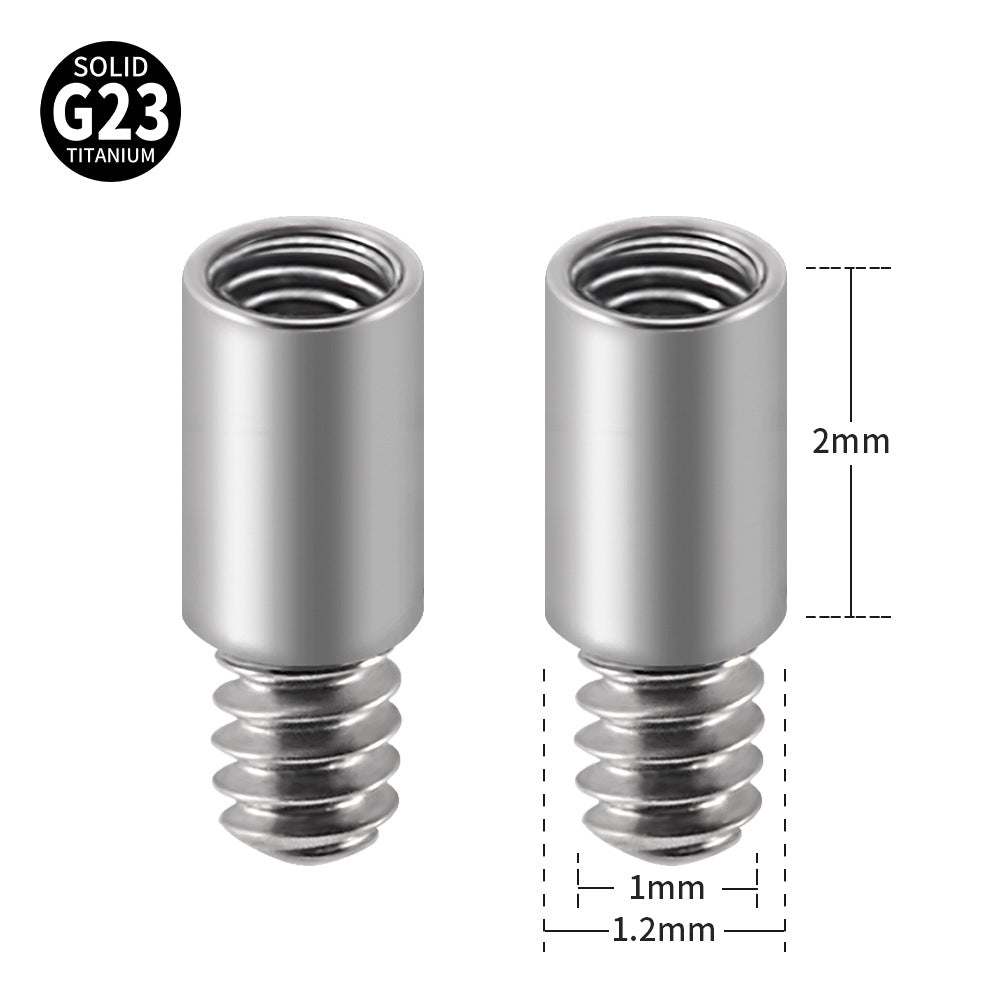 G23 Titanium Lip Stud with Extension Rod for Internal Thread Piercing Jewelry