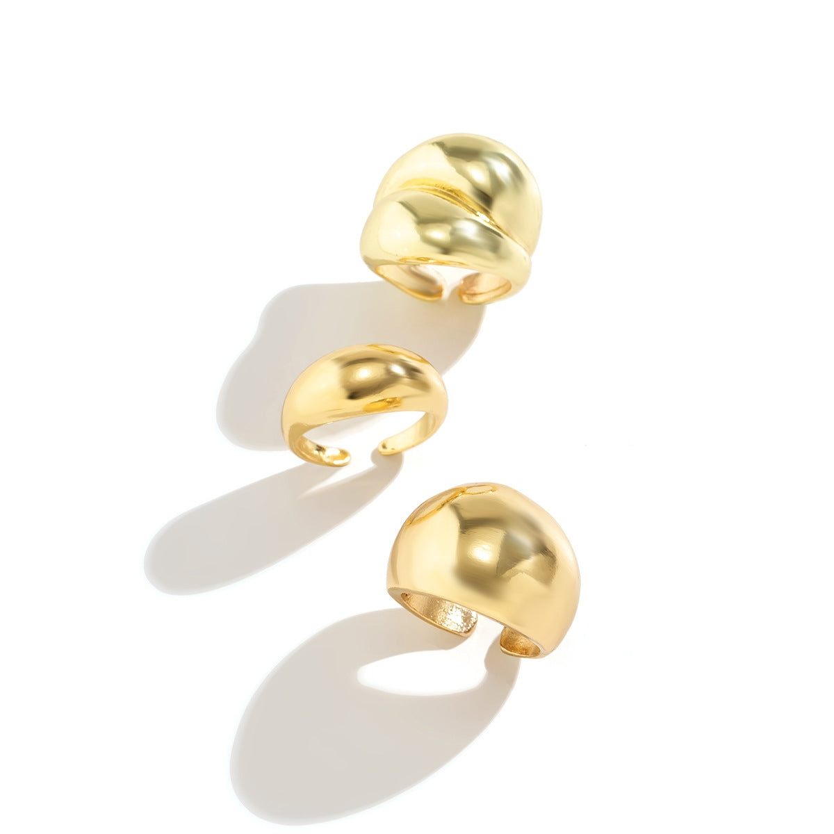 Minimalist Geometric Gold Plated Alloy Ring Set for Women