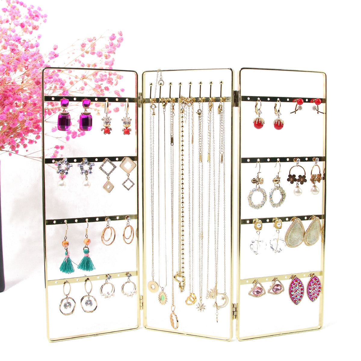 Simple Style Solid Color Metal Jewelry Display Rack