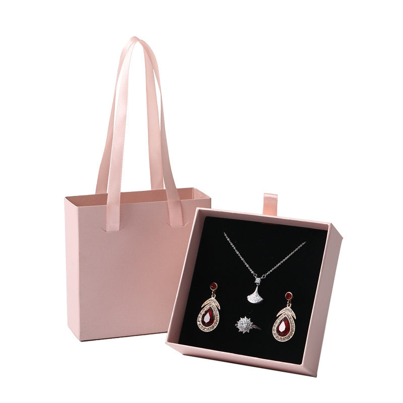 Simple Solid Color Jewelry Packaging Set - Ring, Earring, Necklace Gift Boxes