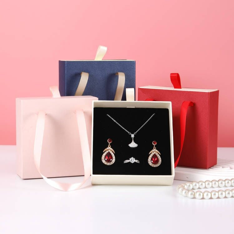 Simple Solid Color Jewelry Packaging Set - Ring, Earring, Necklace Gift Boxes