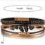 Simple Solid Color PU Leather and Natural Stone Beaded Bracelet with Copper Tube Design and Magnetic Clasp