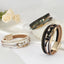 Simple Solid Color PU Leather and Natural Stone Beaded Bracelet with Copper Tube Design and Magnetic Clasp