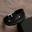 Simple Style Multi-Layer PU Leather and Titanium Steel Men's Bracelet