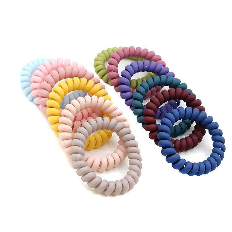 Simple Solid Color Rubber Hair Tie & Frosted Traceless Head Rope Set