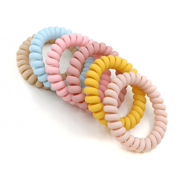 Simple Solid Color Rubber Hair Tie & Frosted Traceless Head Rope Set