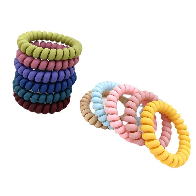 Simple Solid Color Rubber Hair Tie & Frosted Traceless Head Rope Set