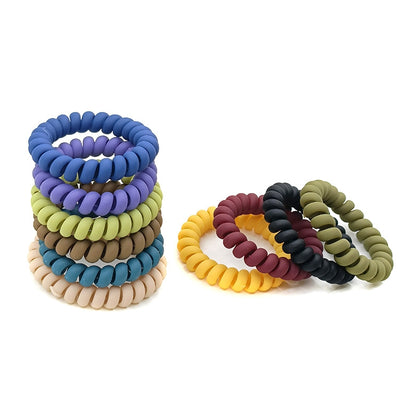 Simple Solid Color Rubber Hair Tie & Frosted Traceless Head Rope Set