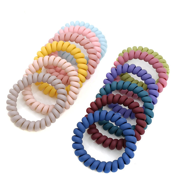 Simple Solid Color Rubber Hair Tie & Frosted Traceless Head Rope Set