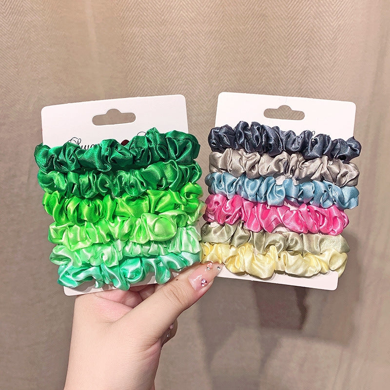 Simple Satin Elastic Hair Bands Set - 6 Pieces Durable Ponytail Holders