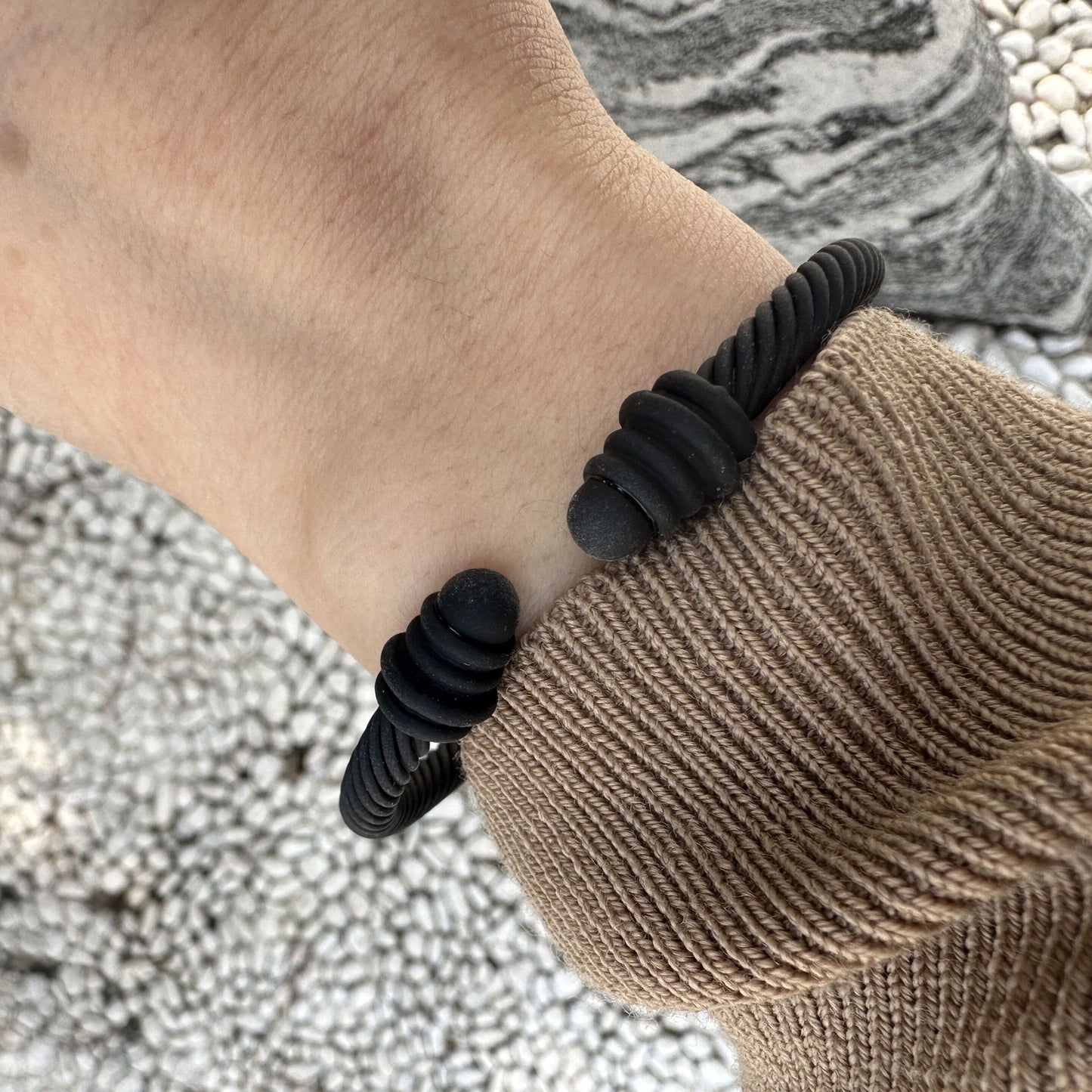 Simple Spiral Stripe Matte Color Open Cuff Bracelet for Women